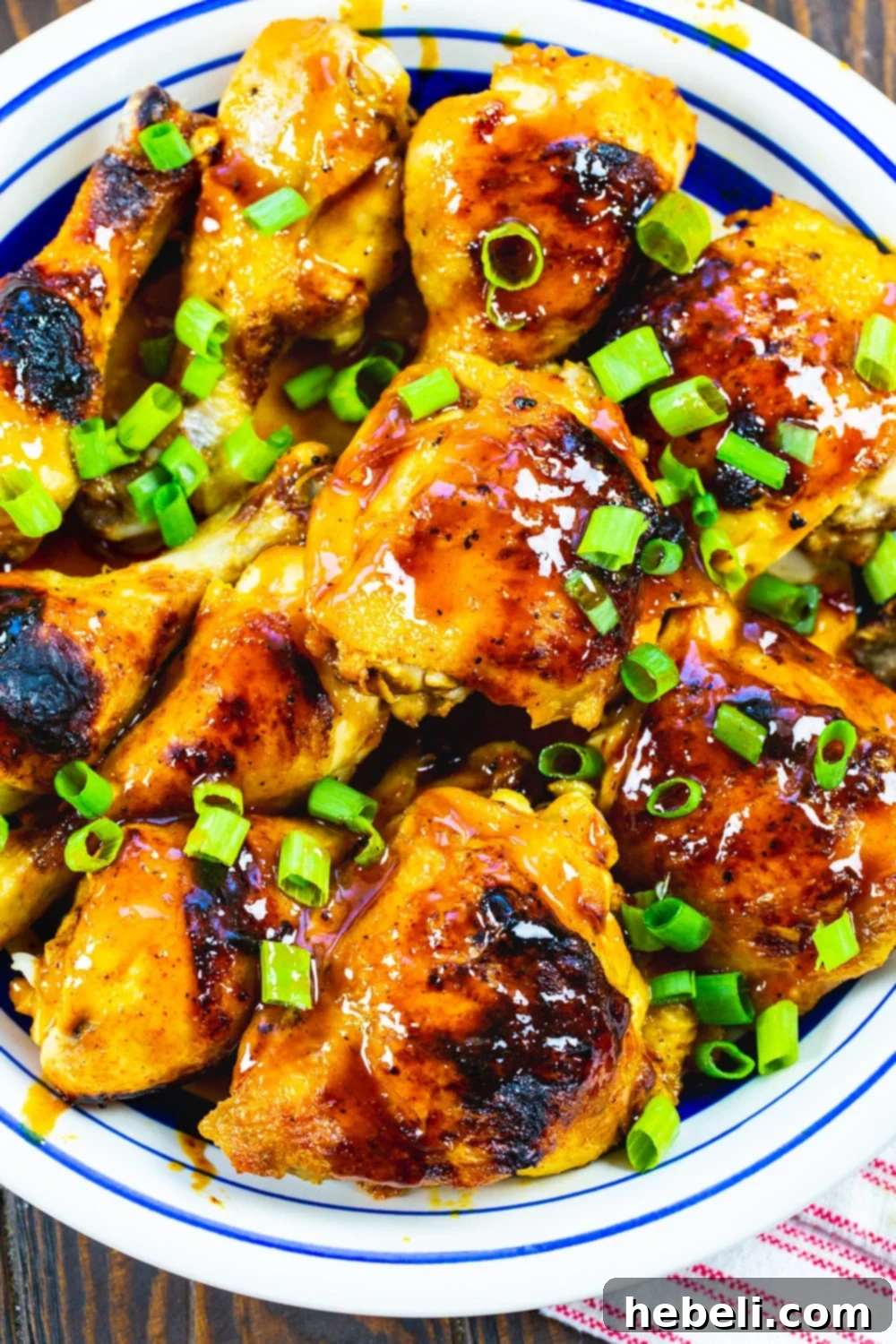 Overhead view of Hot Honey Chicken on a serving plate, ready to be enjoyed.