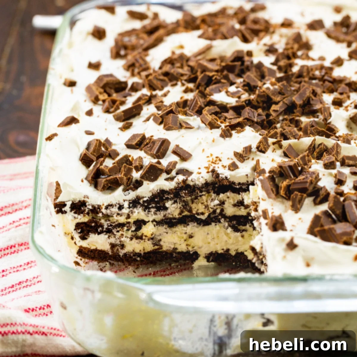 White Chocolate Lasagna in a 9x13-inch baking dish, showcasing its perfect layers.