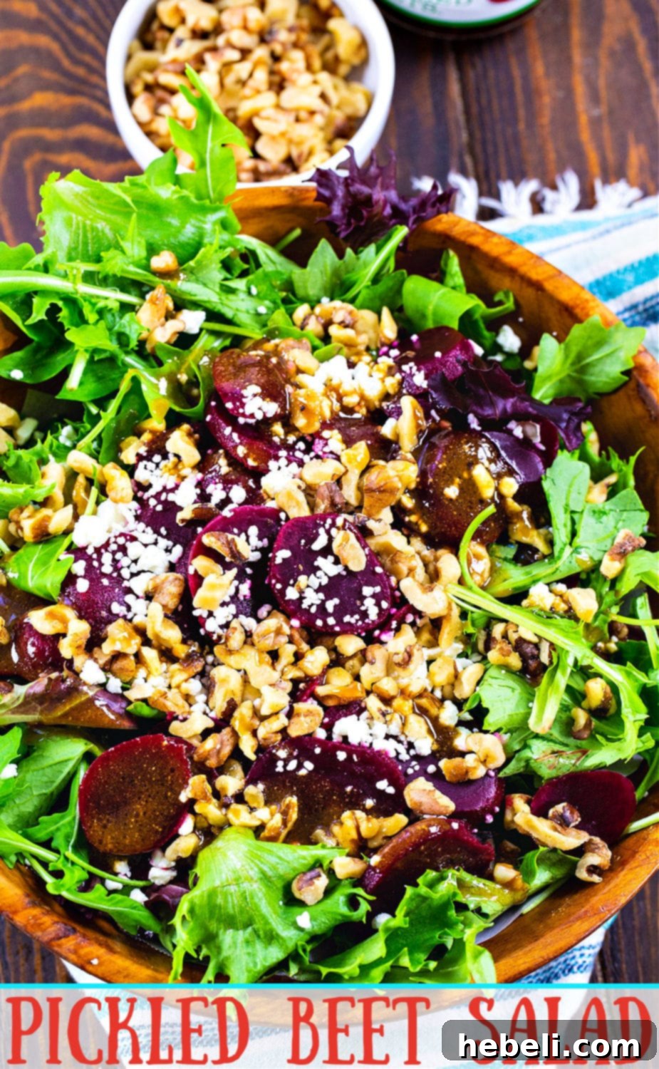 A beautifully presented Pickled Beet Salad, ready to be served.