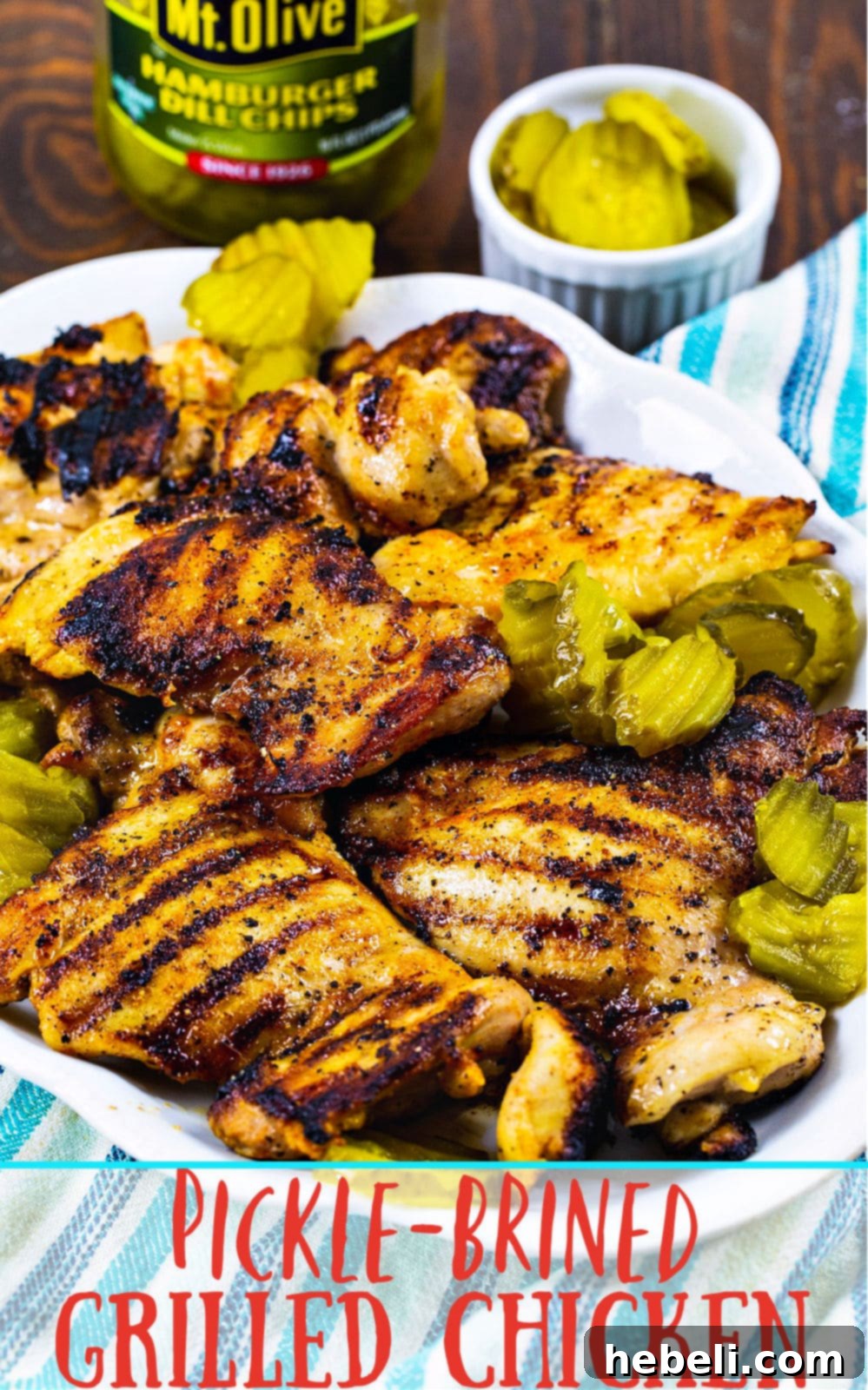 Close-up of golden-brown grilled chicken thighs, highlighting their juicy texture and delicious char marks.