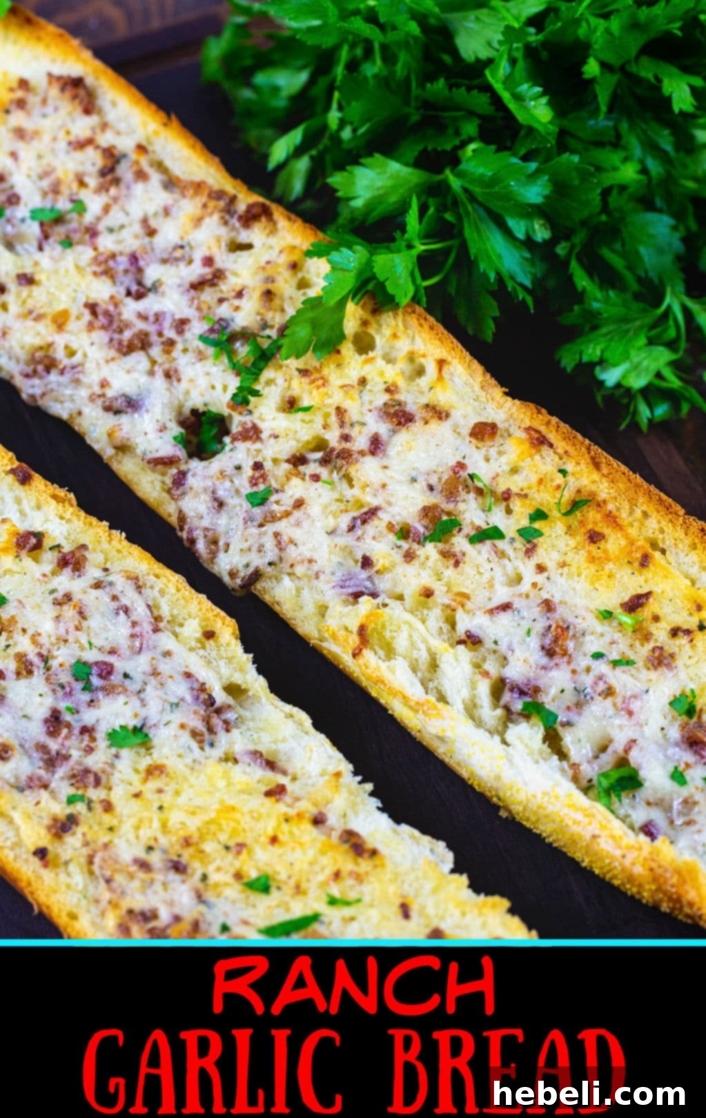 Prepared Ranch Garlic Bread wrapped in foil, ready for baking or storage.