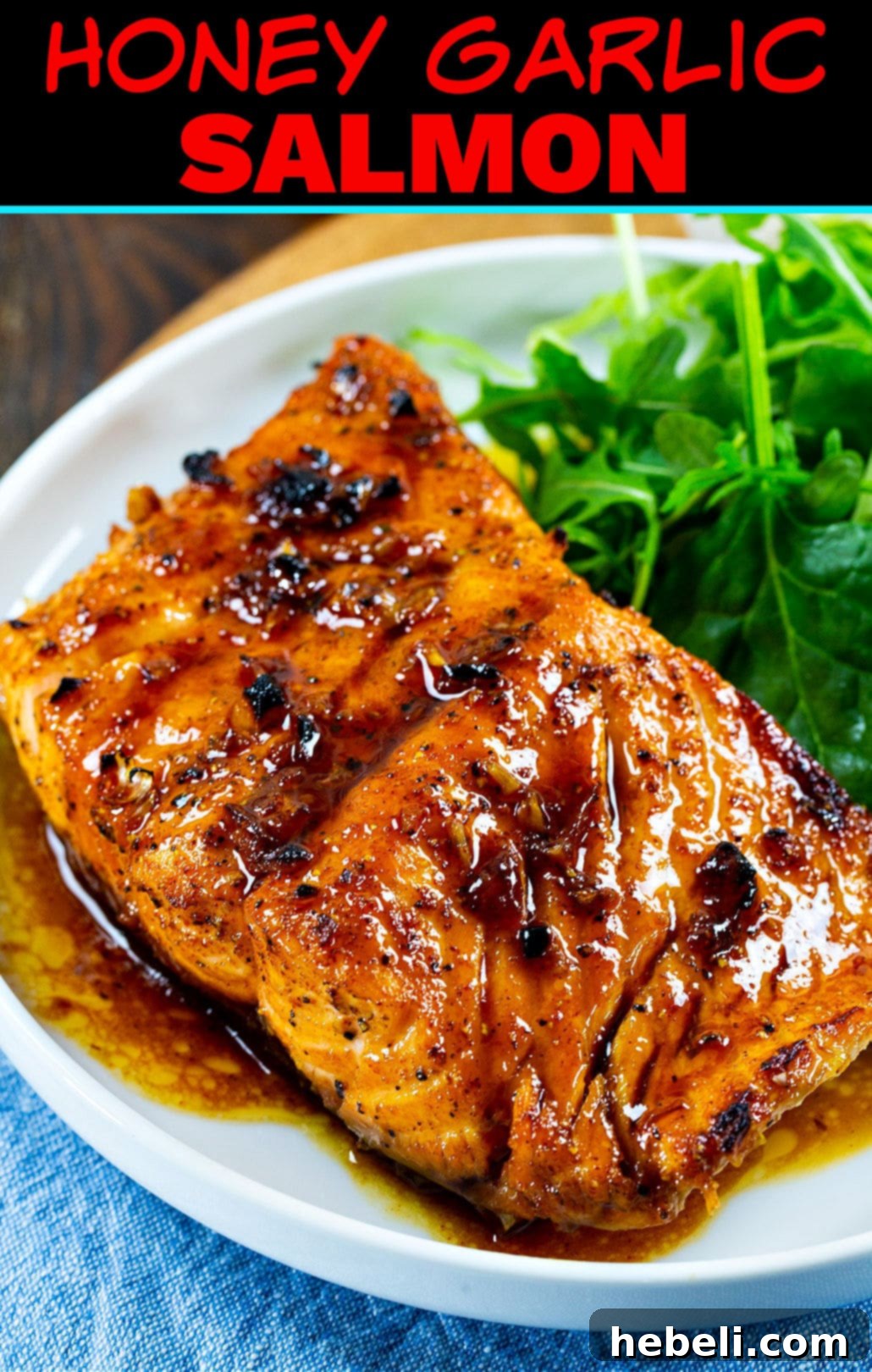 Perfect Honey Garlic Salmon 4 Honey Garlic Salmon on plate with green salad.