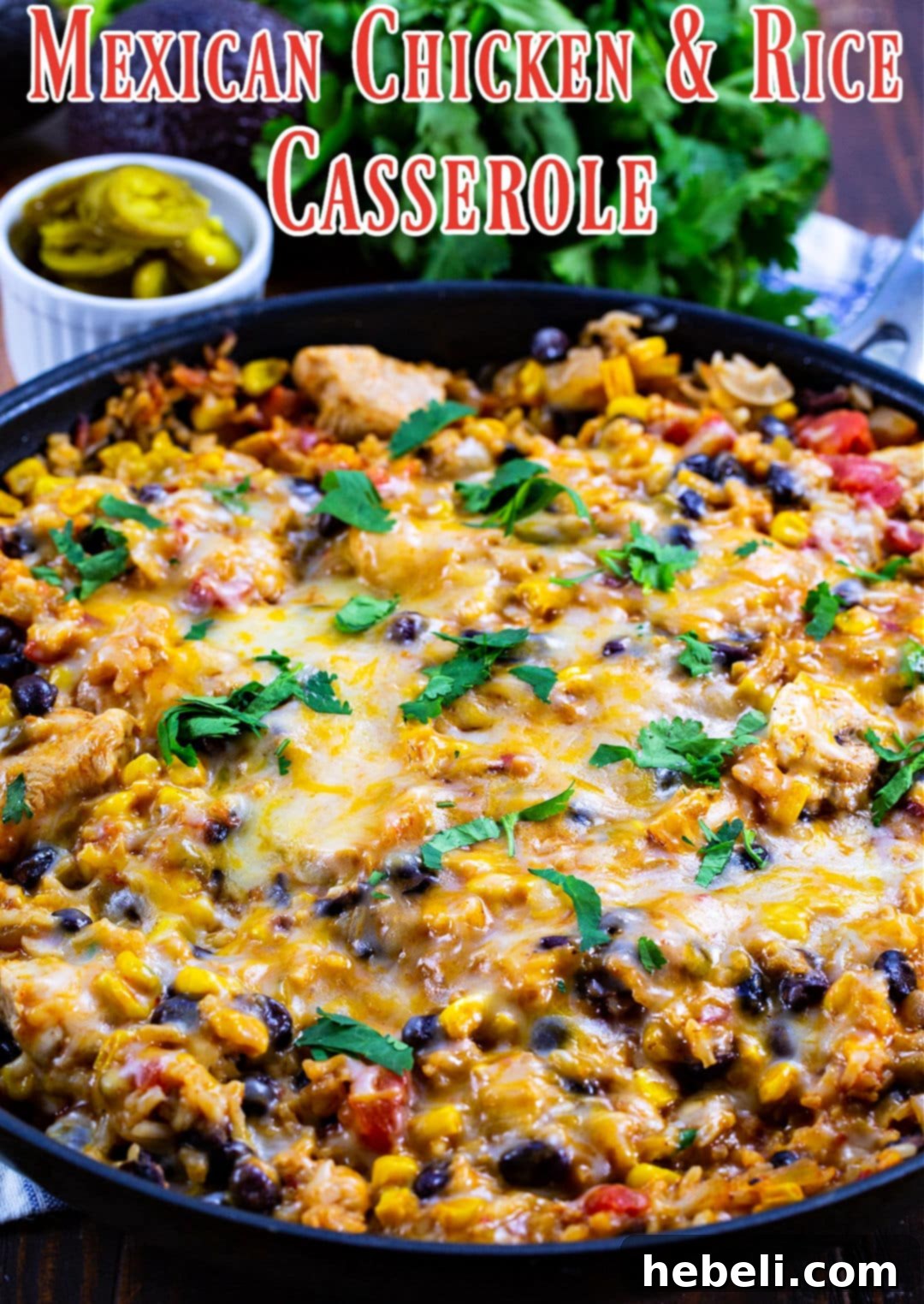 The Mexican Chicken and Rice Casserole displayed enticingly in the skillet, ready for serving.