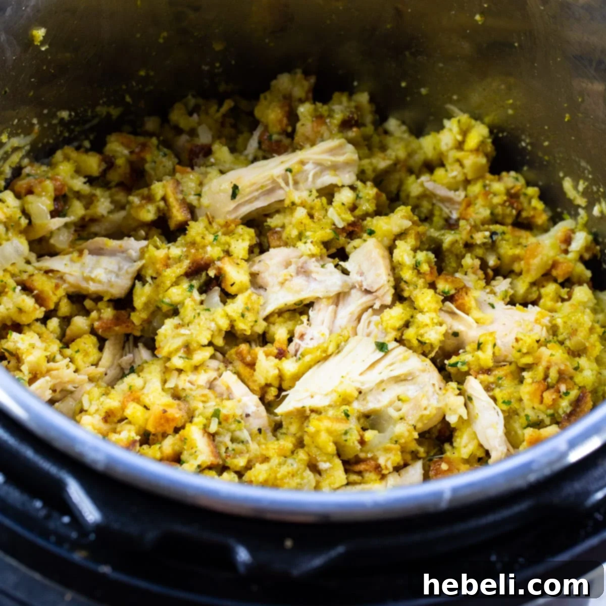 Chicken and Stuffing in an instant pot.