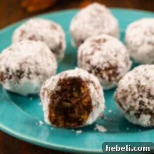 A close-up of a single Vanilla Wafer Bourbon Ball dusted with powdered sugar, ready for serving.