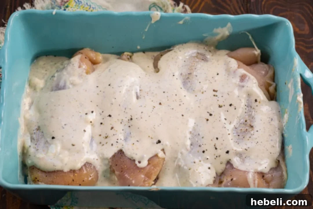 Chicken before going in oven.