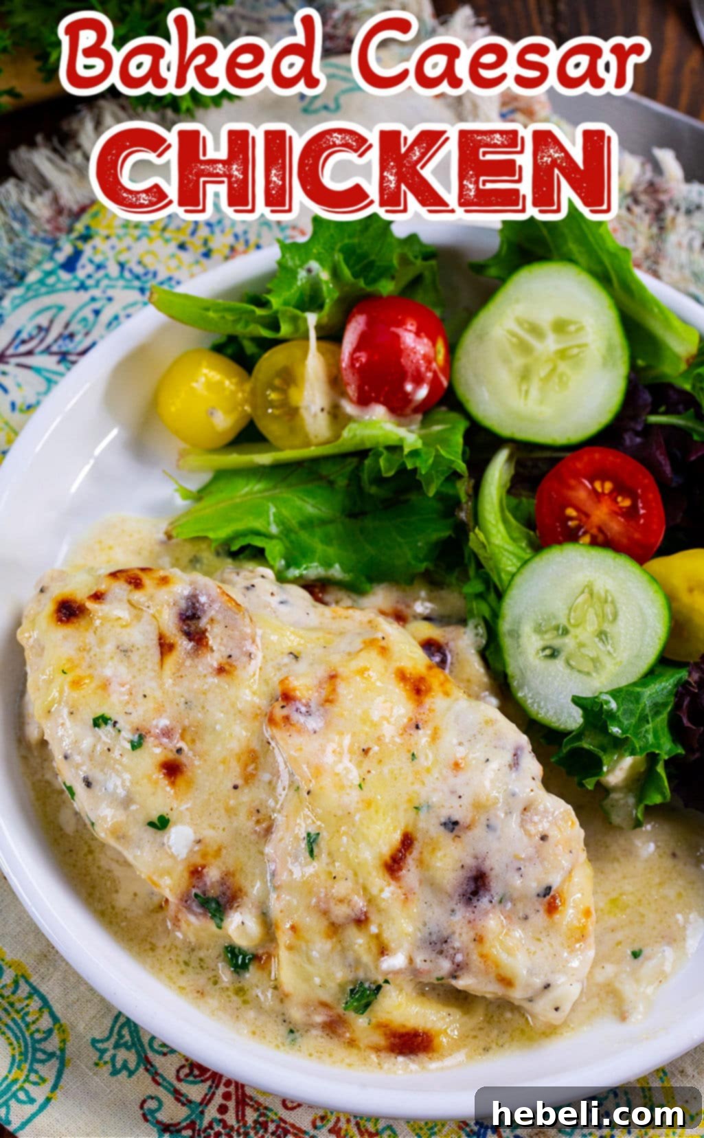 Caesar Chicken on a plate.