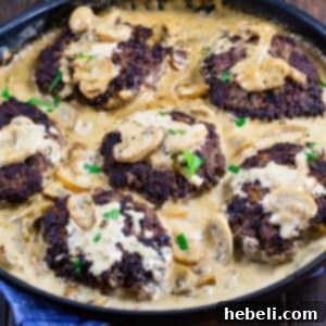 Hamburger Steaks with Bourbon Mushroom Gravy