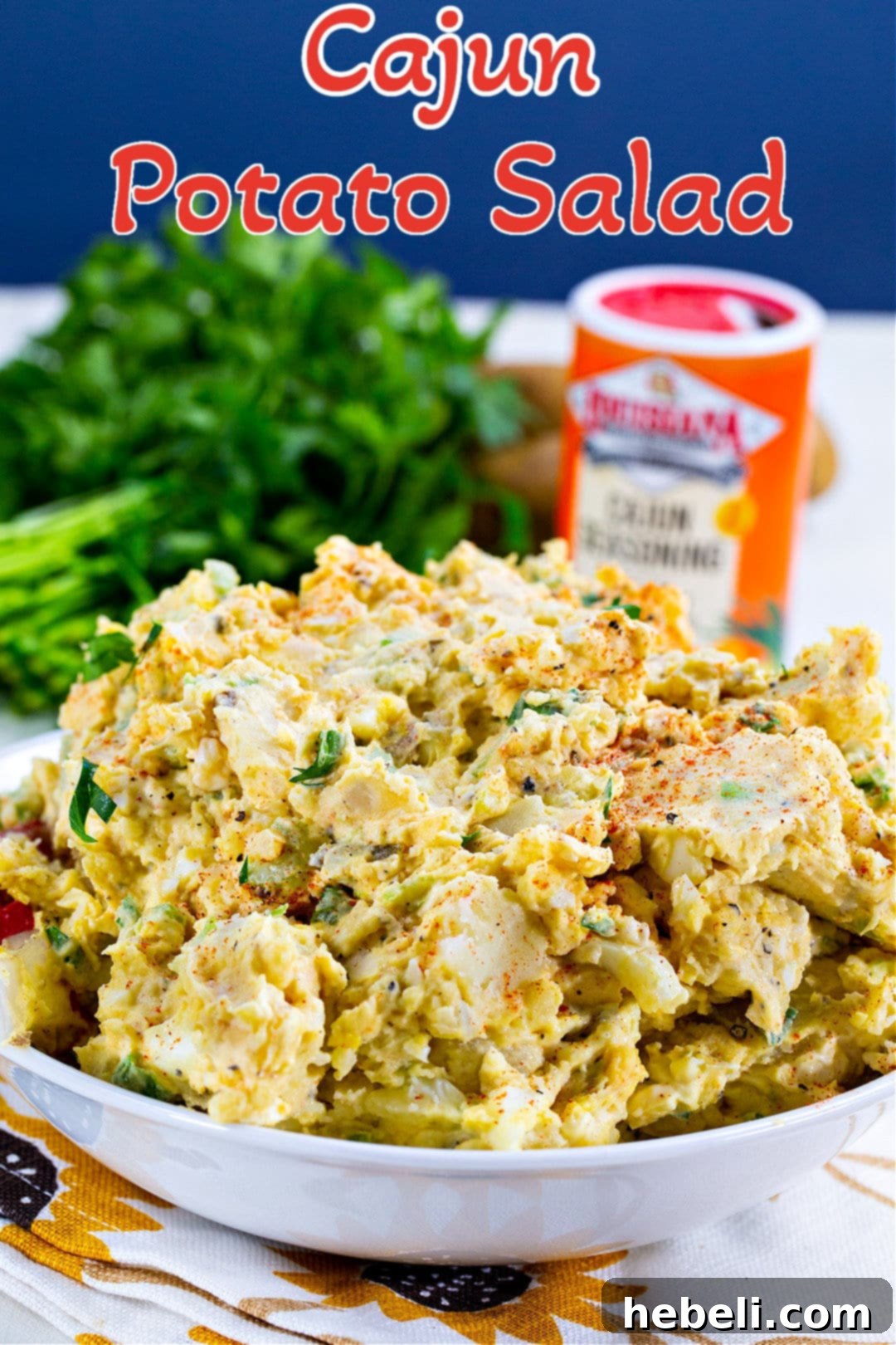 Cajun Kick Potato Salad 5 Close-up of Cajun Potato Salad in a serving bowl, ready to eat.