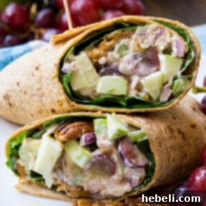 Prepared Chicken Salad Wrap with Apples, Grapes, and Spicy Pecans