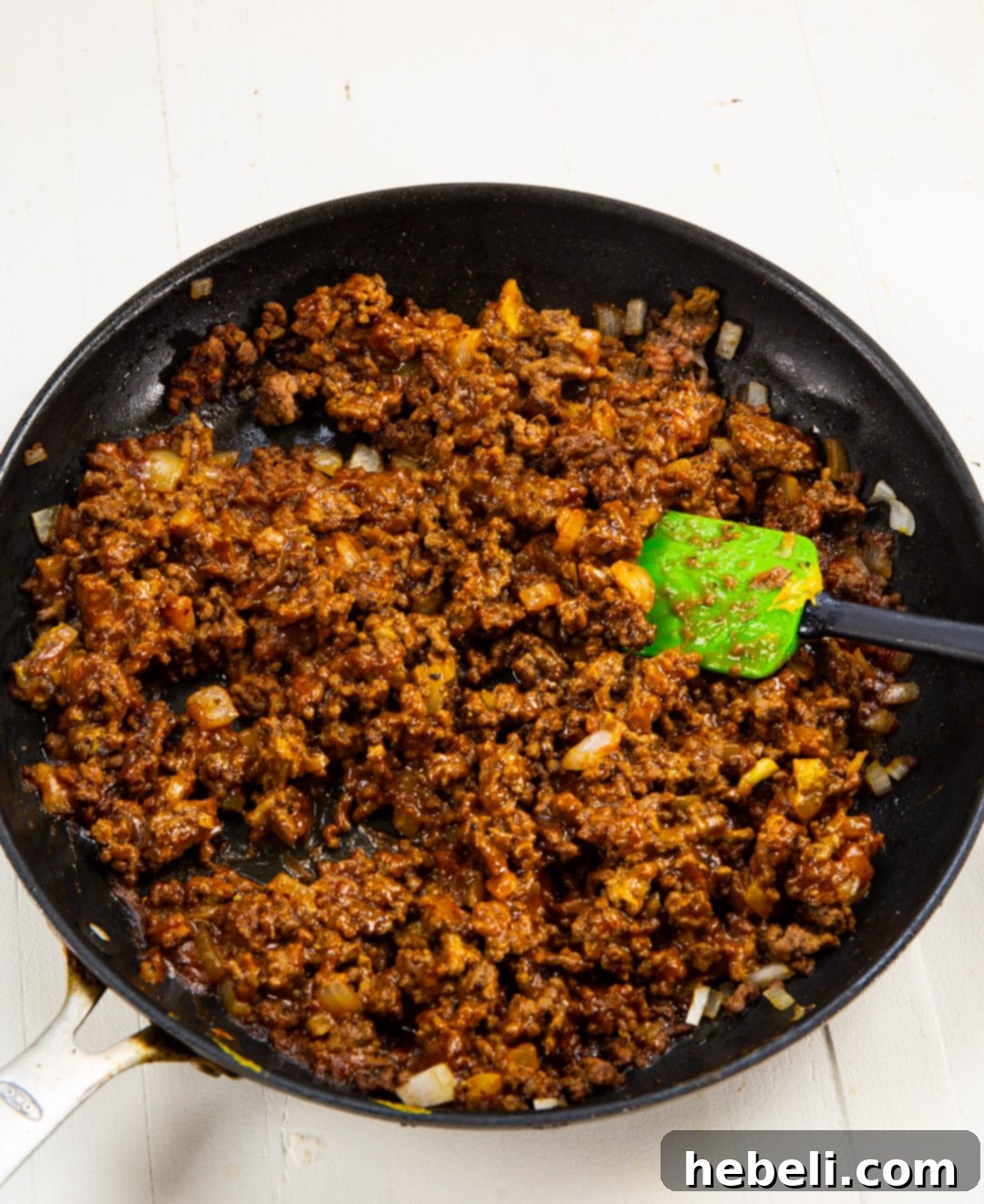 Loaded Texas Toast Sloppy Joes 4 Sloppy Joe Mixture simmering in a large skillet, looking rich and ready.