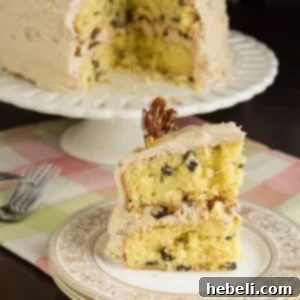 sour cream layer cake with pecan brittle