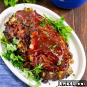 Sweet & Savory Caramelized Onion Meatloaf 6 Caramelized Onion Meatloaf, beautifully glazed and ready for serving.