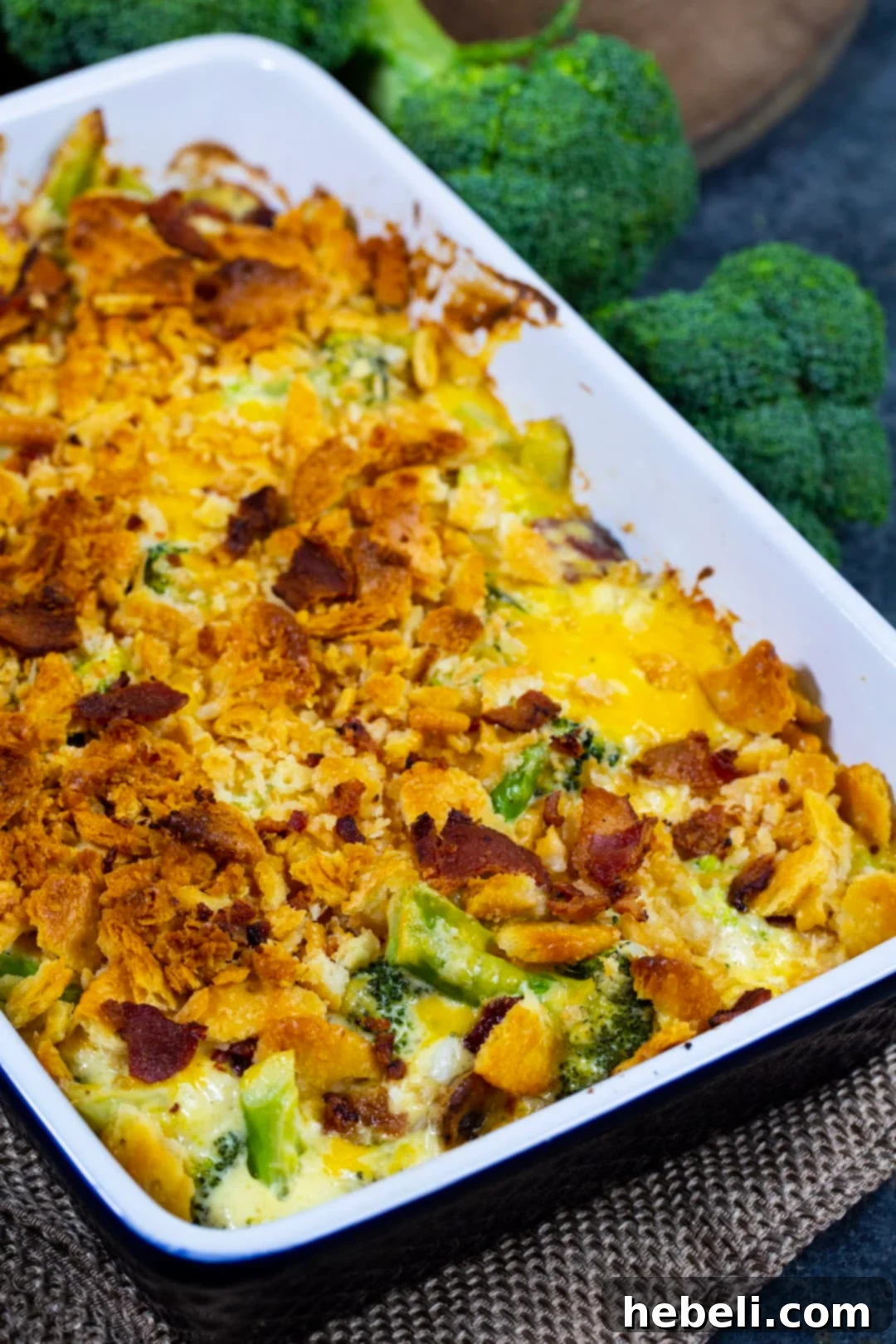 Broccoli Casserole in baking dish.