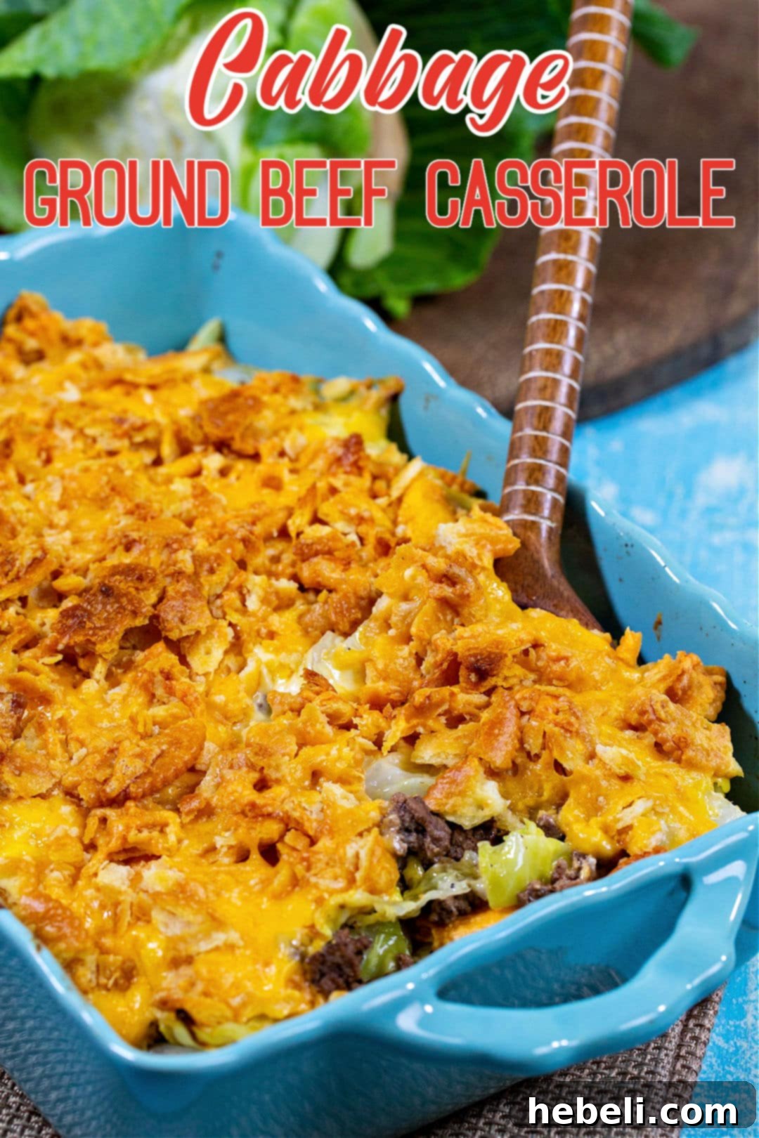 Comforting Beef and Cabbage Casserole 6 The full Cabbage Ground Beef Casserole, freshly baked and bubbling, resting in its dish.