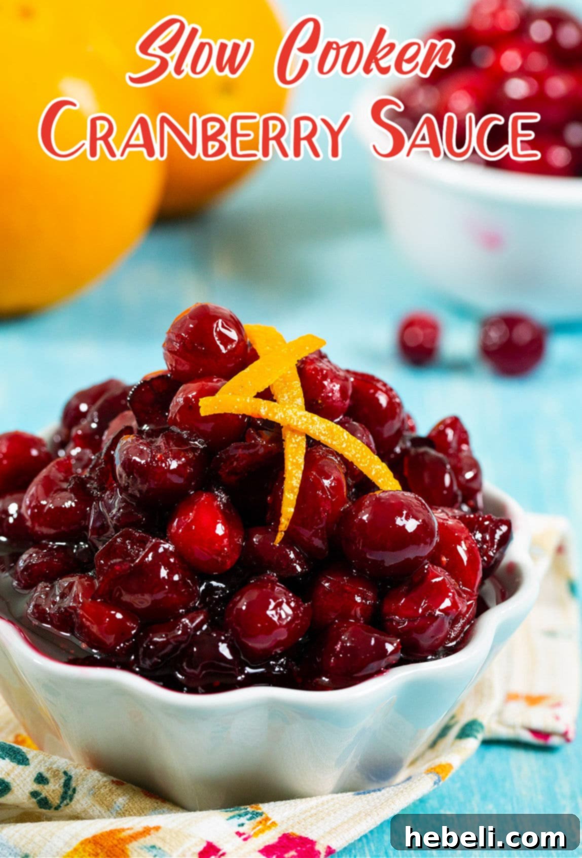 Homemade Slow Cooker Cranberry Sauce 5 Slow Cooker Cranberry Sauce presented in a clean white bowl, ready for serving.
