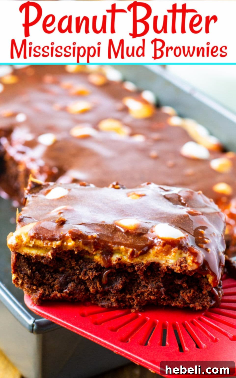 A beautifully arranged serving of Peanut Butter Mississippi Mud Brownies, perfect for sharing.