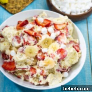 A bowl of Strawberry Banana Cheesecake Salad