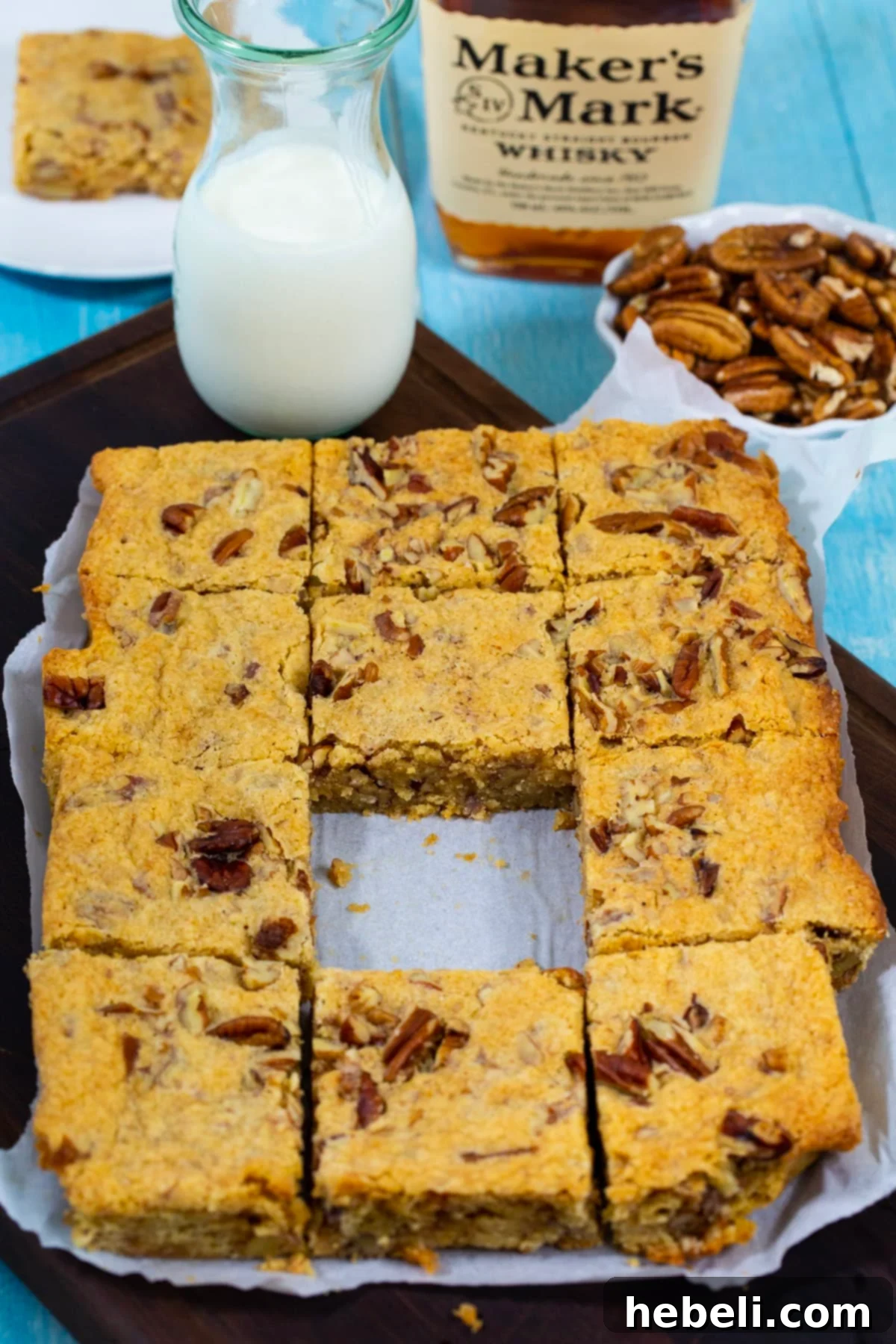 A closer look at the delicious texture of cut blondies.