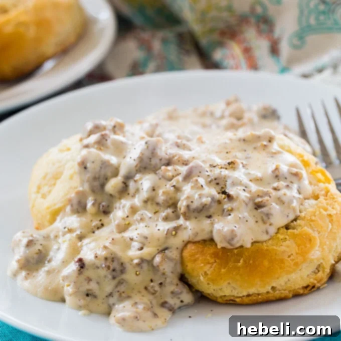 Southern Sausage Gravy - a creamy, savory breakfast comfort food.