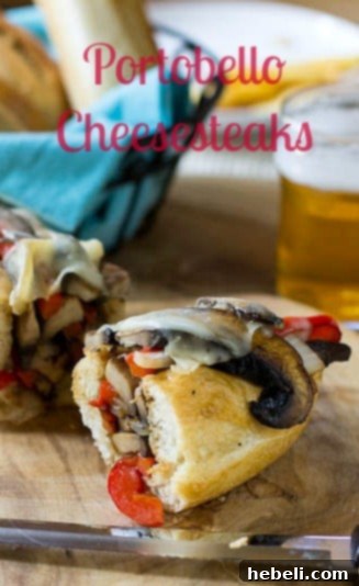 Portobello Cheesesteak Sandwiches 6 Vegetarian Portobello Cheesesteaks - so hearty you won't miss the meat!