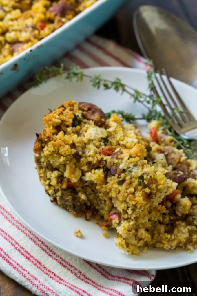 Andouille Sausage and Cornbread Stuffing for a southern Thanksgiving holiday