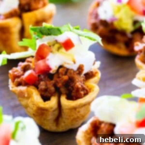 Finished Mini Taco Bites recipe with a top-down view.