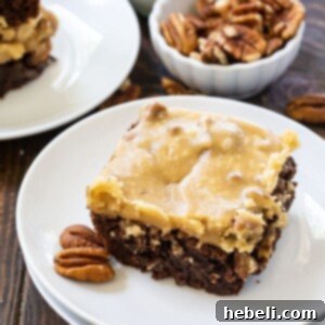 Brownie on a plate with bowl of pecans.