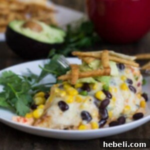 Plated Santa Fe Chicken with fresh ingredients, ready to eat