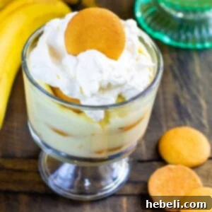 Banana Pudding in an individual glass serving dish.