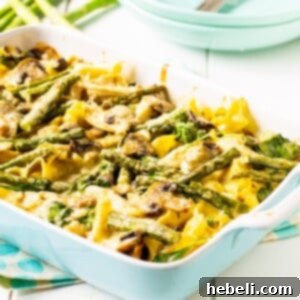 Chicken and Asparagus Casserole in a baking dish, showcasing its golden-brown topping.