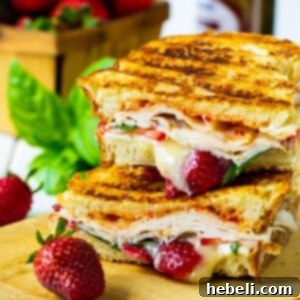 Strawberry, Brie, and Turkey Panini ready to be served.
