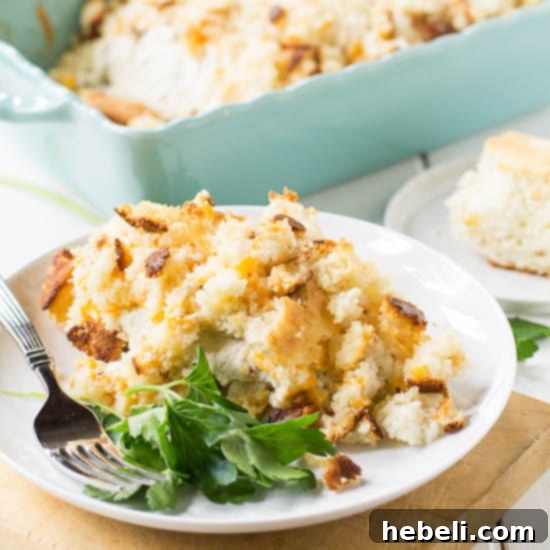 Delicious Chicken Cornbread Casserole with a golden, crispy cornbread crust