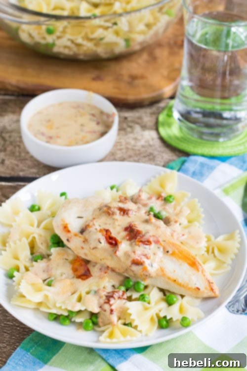 Chicken with sun-dried tomato sauce ready to be served