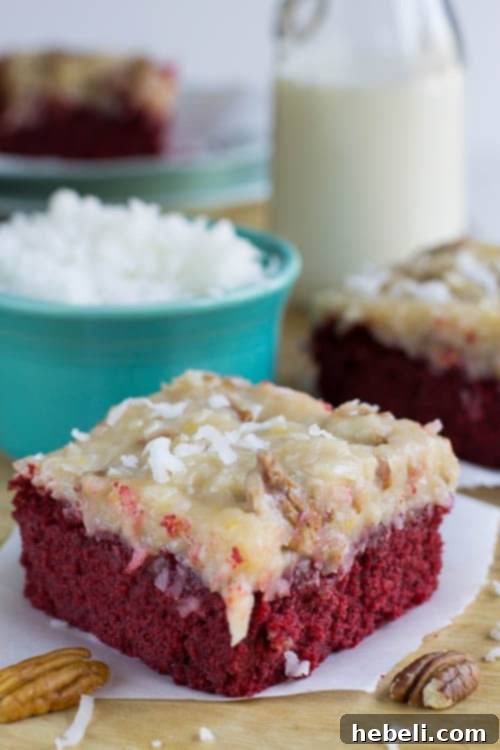 German Chocolate Red Velvet Dream 2 German Chocolate Red Velvet Cake - Slices