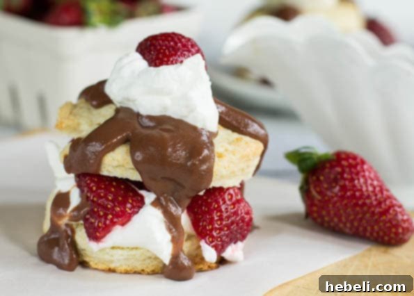 Delicious Strawberry Shortcake Biscuits with Chocolate Gravy ready to serve