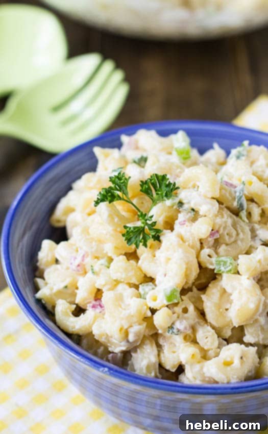 No-Fuss Macaroni Salad 3 Easy Macaroni Salad - A vibrant dish ready to be served