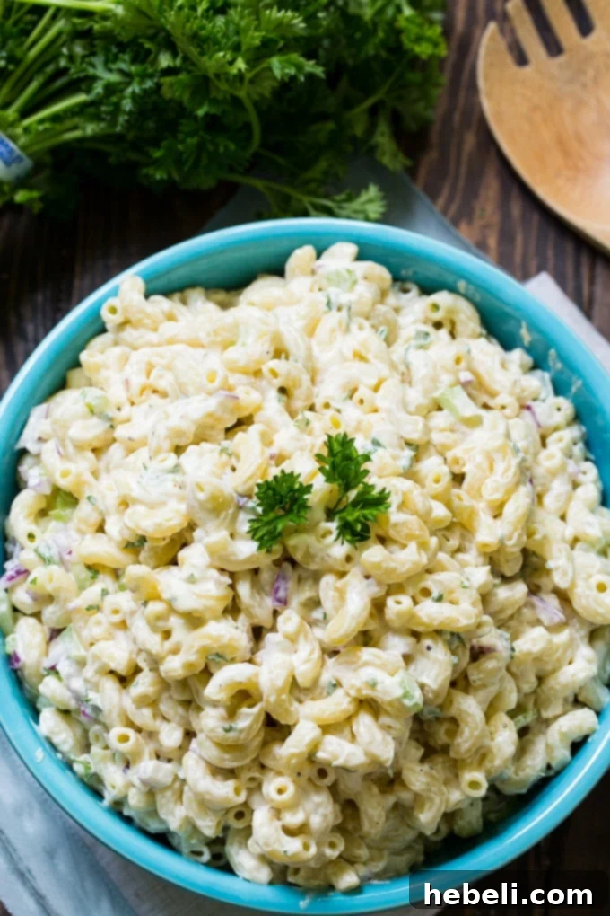 No-Fuss Macaroni Salad 4 A classic recipe for Macaroni Salad featuring perfectly cooked elbow pasta