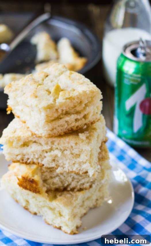 Ingredients for 7-Up biscuits laid out on a kitchen counter, ready for mixing