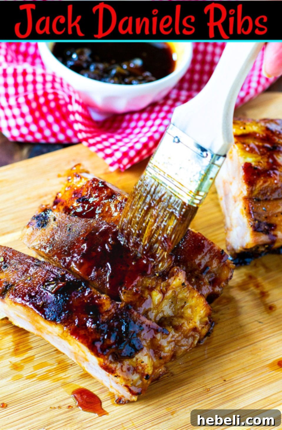 Close-up of Jack Daniel's Ribs, showcasing their sticky glaze and perfect grill marks.