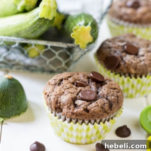 Dark Chocolate Zucchini Muffins - perfectly baked and enticing