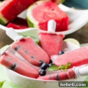 Watermelon-Mint Popsicles with Blueberries recipe image
