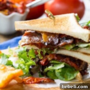 Pepper Jelly Bacon & Tomato Jam BLT 2 BLT with Tomato Jam and Pepper Jelly Bacon, a visual summary of the delicious sandwich