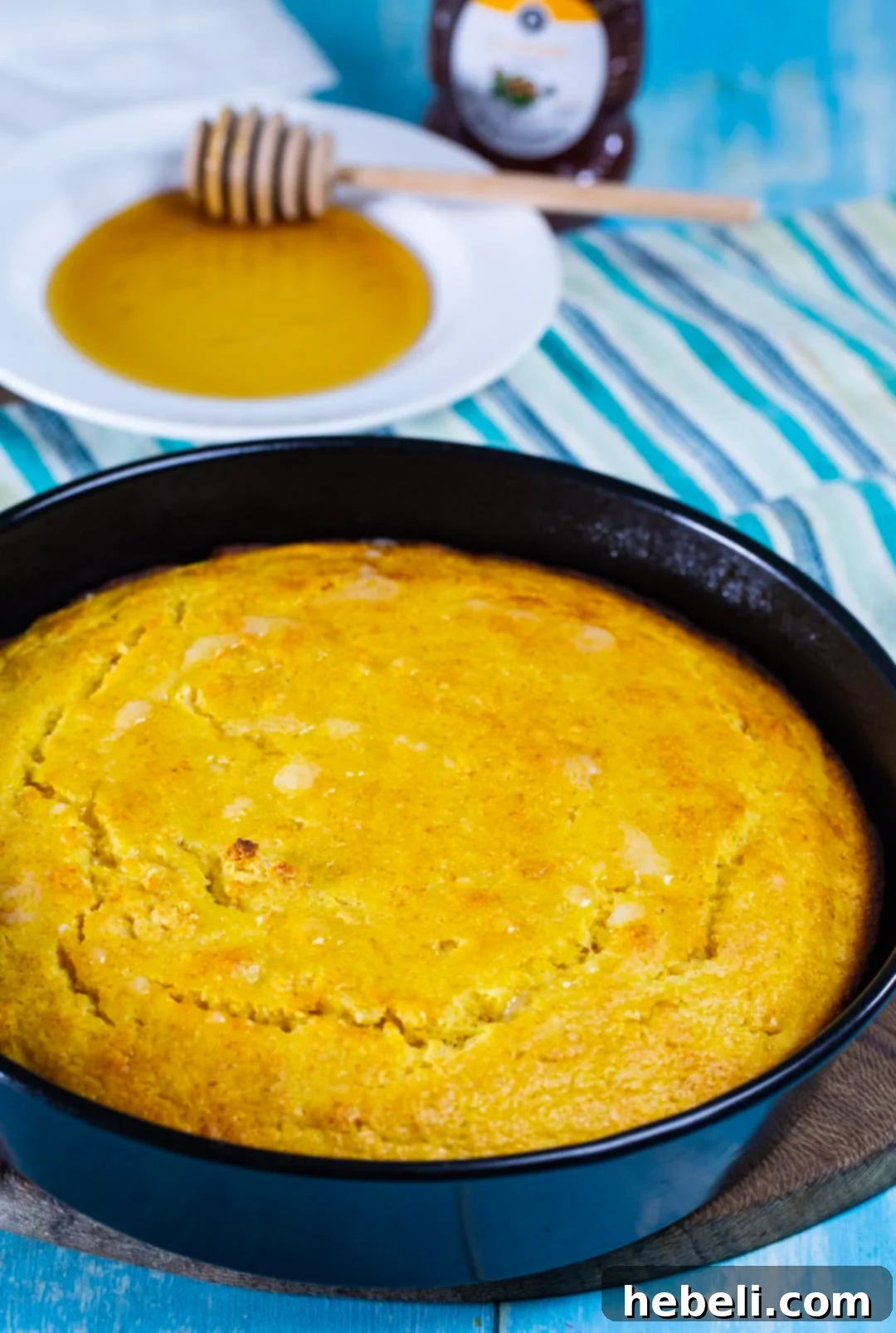 Cornbread in a cake pan.