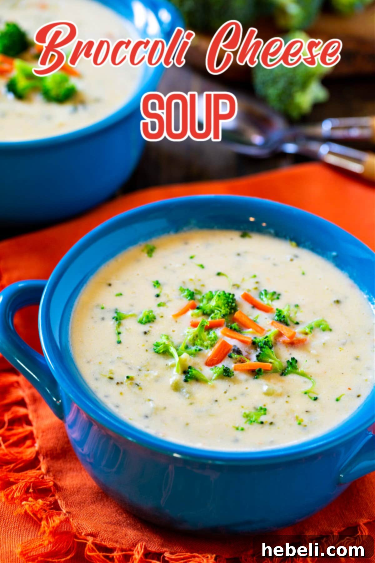 Ultimate Creamy Broccoli Cheese Soup 4 A bowl of creamy Broccoli Cheese Soup ready to be served, highlighting its rich, inviting texture.