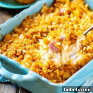 Funeral Potatoes with Ham ready to be served