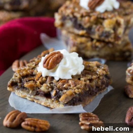 Chocolate Chip Pecan Pie Bars, a delightful holiday dessert