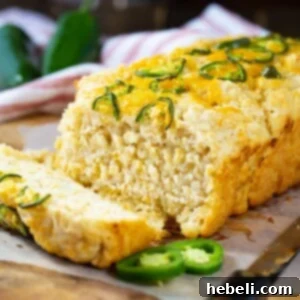 Jalapeno Beer Bread with a slice cut.