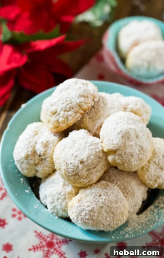 Buttery Greek Delights 3 Close-up of Greek Butter Cookies, showing the texture and powdered sugar coating.