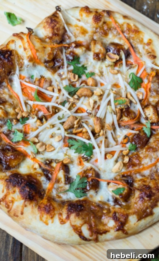 Thai Chicken Pizza - California Pizza Kitchen copycat with fresh toppings
